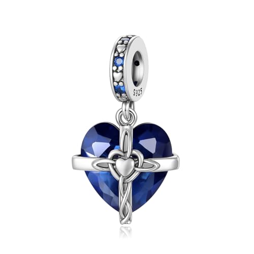 Birthstone Charms 925 Sterling Silver Heart Charms for Bracelets and Necklaces Birthday Day Christmas Gifts For Women - color: I-September