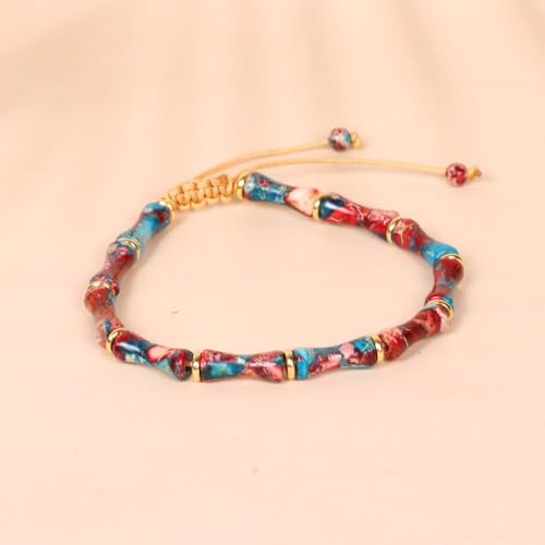 7 Chakra Bracelet Bohemian Handmade Leather Wrap Healing Protection Natural Stone Yoga Beaded Bracelets Boho Friendship Jewelry - color: Purple Red