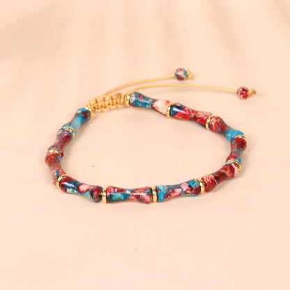 7 Chakra Bracelet Bohemian Handmade Leather Wrap Healing Protection Natural Stone Yoga Beaded Bracelets Boho Friendship Jewelry - color: Purple Red