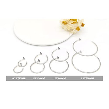 ESMATOO Gold Hoop Earrings for Women - Plated Gold 20mm/30mm/40mm/60mm Lightweight Thin Hoop Earrings - color: Silver, size: 20MM