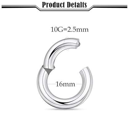 20G-2G Hinged Clicker Septum Nose Rings Hoops 316L Surgical Steel Segment Septum Lip Nipple Ring Cartilage Tragus Helix Sleeper Earrings Piercing Jewelry for Women Men 6mm-19mm - style: 10G(2.5mm)-Dia:16mm