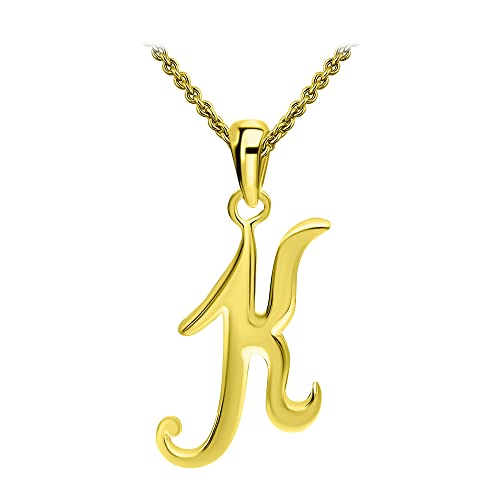 SEA OF ICE Letter Initial Necklace, Alphabet Letter Pendant Necklace, Sterling Silver, Gold, Rose Gold Necklace for Women, Elegant Initial Necklaces, Personalized Custom Women's Necklaces - color: Yellow Gold - K