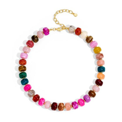 Chunky Beaded Necklace for Women Trendy Multicolor Resin Beads Choker Necklaces Boho Summer Statement Necklace Chunky Heart Jewelry - color: Bead necklace-colorful