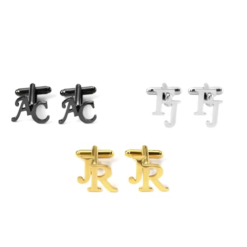 Meice Custom Monogram Cufflinks for Men,Personalized Initial Name Stainless Steel Cuff links Wedding Gift