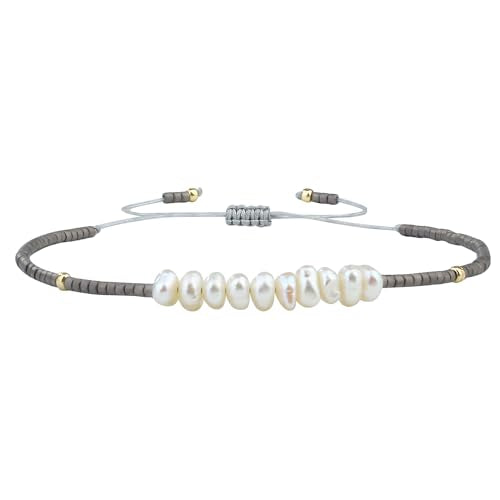 KELITCH Womens Pearl Bracelets Friendship Bracelet Handmade Miyuki Beads Charm Bracelet Holiday Gift - color: Dark Grey B