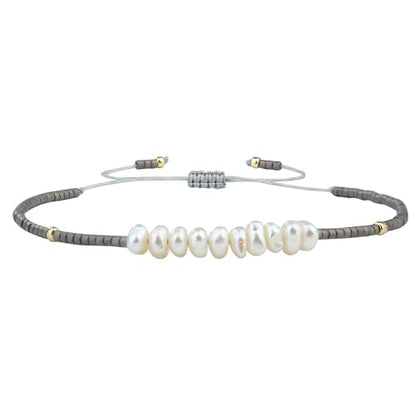 KELITCH Womens Pearl Bracelets Friendship Bracelet Handmade Miyuki Beads Charm Bracelet Holiday Gift - color: Dark Grey B