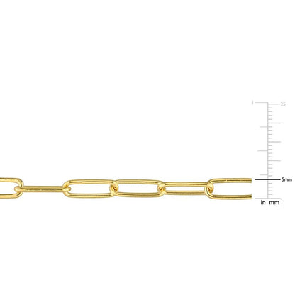 Italian Sterling Silver Paperclip Link Bracelet - Men & Women - 3.5mm, 5mm, 6mm - Available in Sterling Silver, Yellow Gold, Rose Gold - 9 inch, 7.5 inch - color: Yellow, size: 5MM