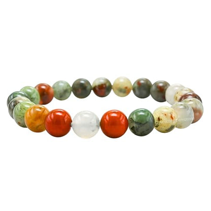 Amazing Gemstone African Bloodstone Crystal Bracelet for Women Men's Gifts - Protection Healing Crystal Bracelet - 8mm Gemstone Beaded Stretchable Bracelet Pulseras Para Hombres Mujer Stocking Stuffers Mothers Day Gift - color: African Bloodstone