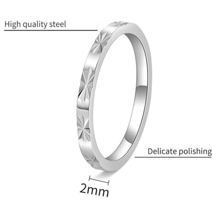 Jude Jewelers 2mm Stainless Steel Carved Flower Pattern Stacking Wedding Band Ring - color: Silver