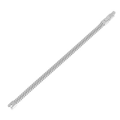 Geoffrey Beene Men’s Stainless Steel Double Franco Chain Bracelet with Extension - color: Silver, size: 8.5"