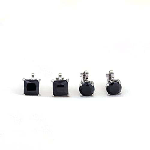YOQUCOL 2 Pairs 8MM Cubic Zirconia Crystal Clip On Stud Earrings Non Pierced Stud Earrings For Women - color: Black
