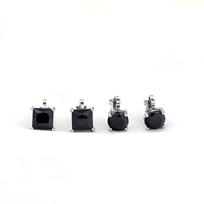 YOQUCOL 2 Pairs 8MM Cubic Zirconia Crystal Clip On Stud Earrings Non Pierced Stud Earrings For Women - color: Black