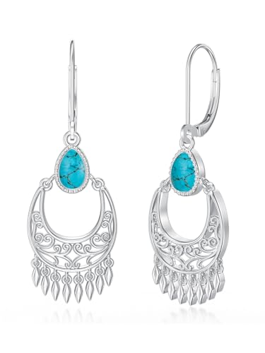 Dorunmo s925 Sterling Silver Western Dangle Drop Earrings Birthday Jewelry Gifts for Women - style: Turquoise