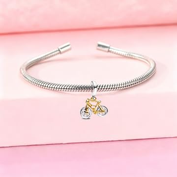 925 Sterling Silver Charms Pendants Mom Heart Dog koi fish Sea Turtle Football Charms for bracelet Pendants Beads Mom Sister Wife Family, Friends, Birthday gifts - style: Bicycle Pendants