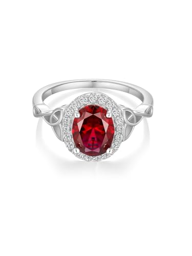 2-3 Carat Oval Engagement Ring 925 Silver Celtic Knot Birthstone Rings for Women Hypoallergenic Amehtyst/Aquamarine/Emerald/Ruby/Sapphire Cocktail Rings Jewelry Size 6-10 - color: B. Ruby