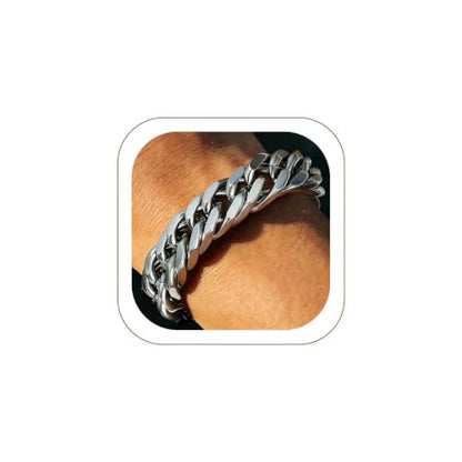 FaithHeart Mens Stainless Steel Cuban Link Bracelet, Tarnish Resistant | 6/8/12/17mm Silver/Black/Gold Sturdy Hip Hop Wrist Chain Bracelets Daily Wear with Gift Box, 7.5"/8.3"/9.1" Length - color: A. Silver-17mm Width, size: Length 8.3 Inches