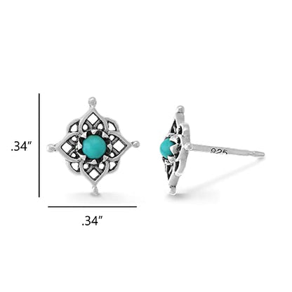 Boma Jewelry Sterling Silver Filigree Stud Earrings - color: Turquoise