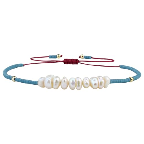 KELITCH Womens Pearl Bracelets Friendship Bracelet Handmade Miyuki Beads Charm Bracelet Holiday Gift - color: Lake Blue G