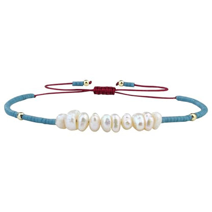 KELITCH Womens Pearl Bracelets Friendship Bracelet Handmade Miyuki Beads Charm Bracelet Holiday Gift - color: Lake Blue G