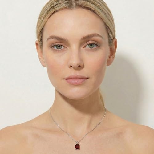 Galaxy Gold 14K Solid Gold 7.0 Carat Natural Garnet Pendant Necklace for Women - Yellow Gold Fine Jewelry