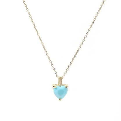 Heart Birthstone Necklace for Women, 14K Gold Plated Birthstone Pendant Necklace Cubic Zirconia Diamond Necklace Dainty Gold Necklace Birthday Gifts for Women Girls - color: 12. December(Turquoise)