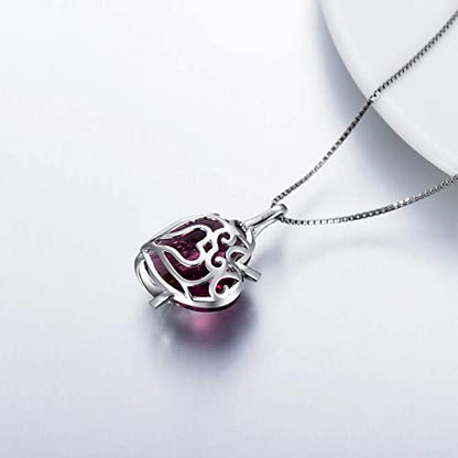 AOBOCO I Love You Sterling Silver 12 Birthstone Heart Pendant Necklace Embellished with Crystals from Austria, Mother's Day Anniversary Birthday Jewelry Christmas Gifts for Women Grandma Nana - color: H-July