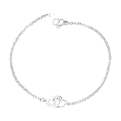 925 Sterling Silver Bracelets for Women Adjustable Love Heart Charm Chain Bracelets Fashion Jewelry Valentine's Day Gifts for Your Lover - color: 4-Sliver