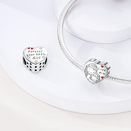 14K Gold Plated Charms for Bracelets Necklace Star Moon Cross Beads Woman | 925 Sterling Silver Charms Butterfly Cute Cat Dog Evil Eye Lucky Bracelet Beads Aesthetic Peandant Jewelry Gift for Mom - color: love mom charm