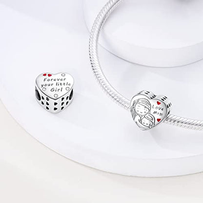 14K Gold Plated Charms for Bracelets Necklace Star Moon Cross Beads Woman | 925 Sterling Silver Charms Butterfly Cute Cat Dog Evil Eye Lucky Bracelet Beads Aesthetic Peandant Jewelry Gift for Mom - color: love mom charm