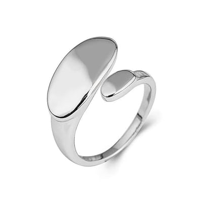 Irregular Polished Plain Rings Adjustable Oval Statement Ring For Women Chunky Open Finger Ring Fashion Minimalist Engagement Promsie Gifts - color: Silver