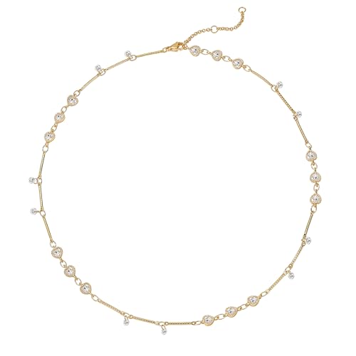 MTMY Gold Choker Necklace for Women, 14K Gold Plated Dainty Cubic Zirconia Cross Heart Shell Teardrop Charm Station Necklaces Trendy Summer Jewelry Gift - style: Love Heart