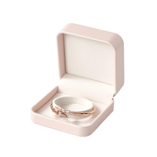 Oirlv Pink Bracelet Bangle Gift Box | Soft Pink Leather Exterior, Soft Interior Padding, Holds Bracelets Securely, Beautiful Gift Presentation - color: Pink, size: Bracelet Box