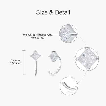 925 Sterling Silver Moissanite Huggie Half Hoop Earrings for Women - style: style 2