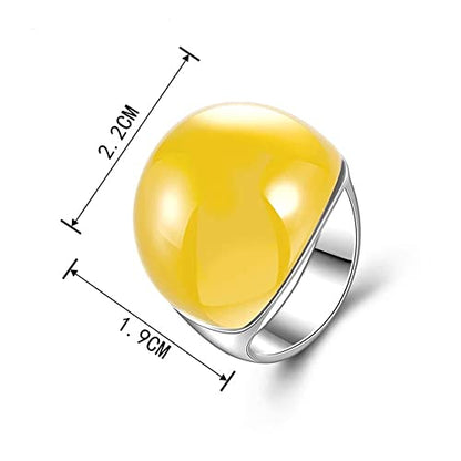 Big Red Semi-Precious Stone Jewelry Ring for Female Girls Rings opal Anillos Accessories Ring - color: Yellow