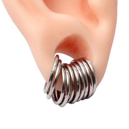 MOQIKAKA16G 18G 20G Surgical Steel Nose Septum Rings Hoops - Stainless Steel Hinged Clicker Segment Nose Rings Hoop Helix Cartilage Daith Tragus Sleeper Earrings, Ear Plugs Tunnels Gauges - color: Classic Silver 10PCS, size: 16g 6mm