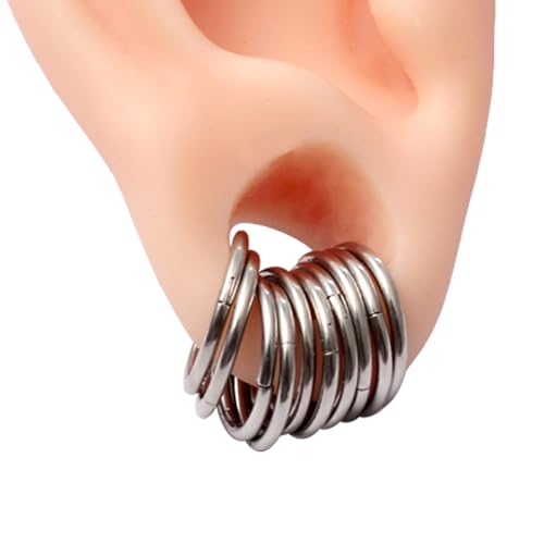 MOQIKAKA16G 18G 20G Surgical Steel Nose Septum Rings Hoops - Stainless Steel Hinged Clicker Segment Nose Rings Hoop Helix Cartilage Daith Tragus Sleeper Earrings, Ear Plugs Tunnels Gauges - color: Classic Silver 10PCS, size: 16g 12mm