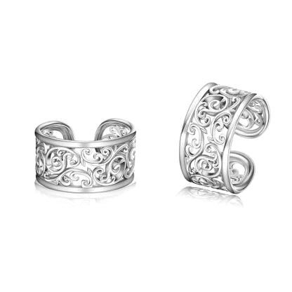 Celtic Knot/Celtic Knot/Bat/Filigree Viking Earrings 925 Sterling Silver Non Piercing Ear Cuff Earrings Cool Earring Cuff for Women Men - color: filigree-B