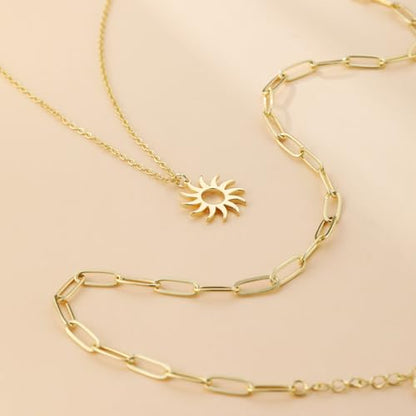 MFRYK Gold/Silver Necklaces Stack For Women,14K Gold/Sterling Silver Plated Simple Layered Choker Necklaces For Women,Stackable Multilayer Pearl Cross Disc Circle Pendant Cuban Herringbone Snake Paperclip Chain Necklaces Set Jewelry Gift for Women - style