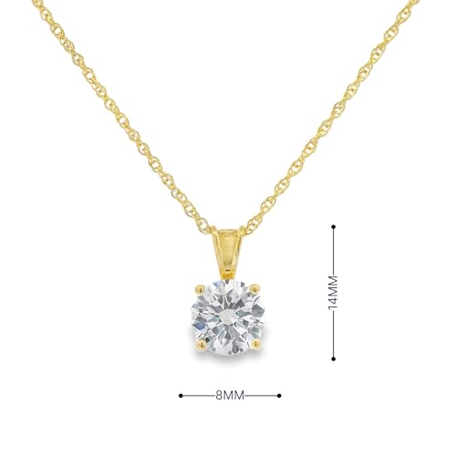 Amazon Essentials Plated Sterling Silver Cubic Zirconia Round Cut Solitaire Pendant Necklace, 18" - color: Yellow Gold, size: 8 mm