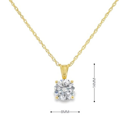 Amazon Essentials Plated Sterling Silver Cubic Zirconia Round Cut Solitaire Pendant Necklace, 18" - color: Yellow Gold, size: 8 mm