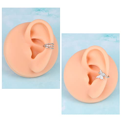 JFORYOU Stainless Steel Ear Cuff Fake Helix Cartilage Clip On Wrap Earrings Fake Lip Ring Non-Piercing Adjustable Men Women - color: Style B