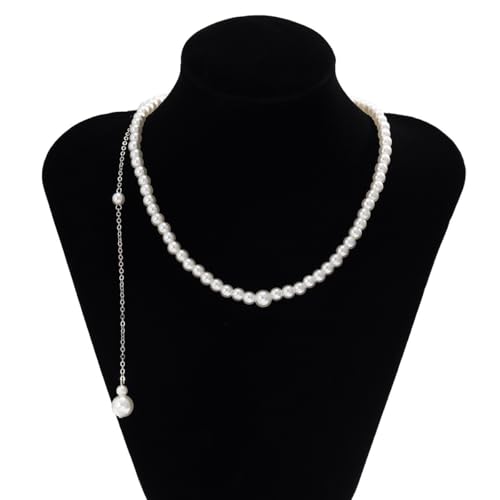 Pearl Backdrop Necklace for Wedding - Elegant Imitation Pearl Choker with Long Back Chain Jewelry for Backless Dress, Minimalist Bridal Body Chain for Women, Summer Beach Party Accessories