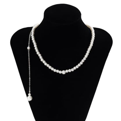 Pearl Backdrop Necklace for Wedding - Elegant Imitation Pearl Choker with Long Back Chain Jewelry for Backless Dress, Minimalist Bridal Body Chain for Women, Summer Beach Party Accessories