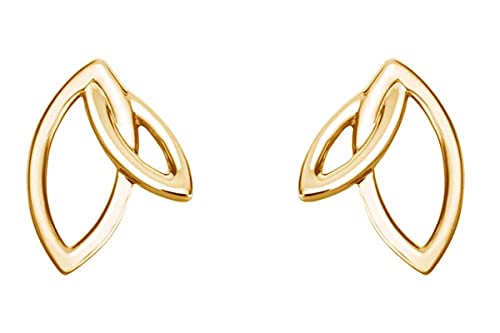 AFFY 14K Gold Plated 925 Sterling Silver Plain Minimalist dainty Stud Earrings Jewelry For Her Women Birthday Gift - color: Double Leaf