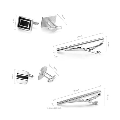 wynameleri Cufflink and Tie Clip Set for Men, 12 PCS Necktie Bars and Cuff Links Formal Business Dress Shirts Buttons Case Packed - color: T0408029