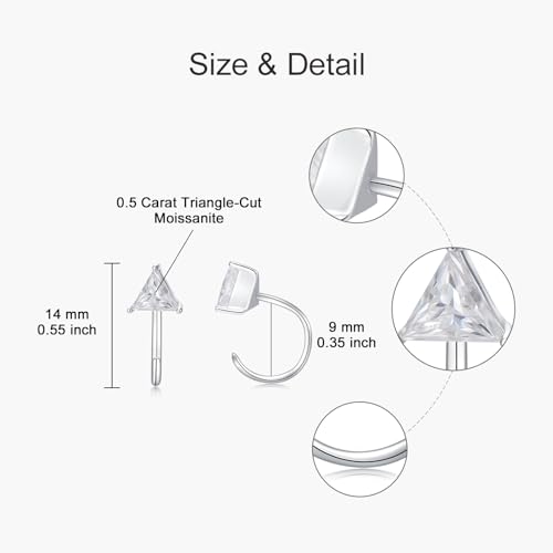 925 Sterling Silver Moissanite Huggie Half Hoop Earrings for Women - style: style 3