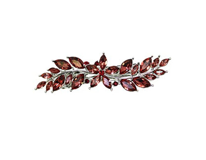 Faship Burgundy Small Floral Hair Barrette Clip - color: Burgundy