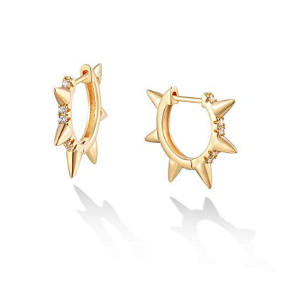 LOYATA Gold Huggie Hoop Earrings 14K Gold Plated Dainty Small Simple Hypoallergenic Jewelry Gift for Women - style: Six Spike