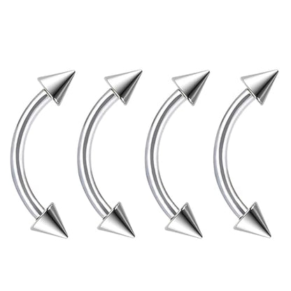 Bulk 20pc 16G Surgical Steel Curved Barbell 6mm-14mm Eyebrow Bar Ball Cone Ring Ear Piercing Jewelry Set - color: Shape: Cone, size: Bar Length: 8mm