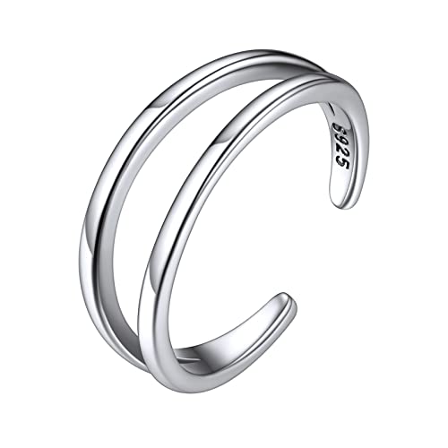 ChicSilver Toe Rings for Women 925 Sterling Silver Adjustable Toe Ring | 925 sterling silver, hypoallergenic for sensitive skin, adjustable open band, summer beach wear gift - color: D: Lines(1 pc)